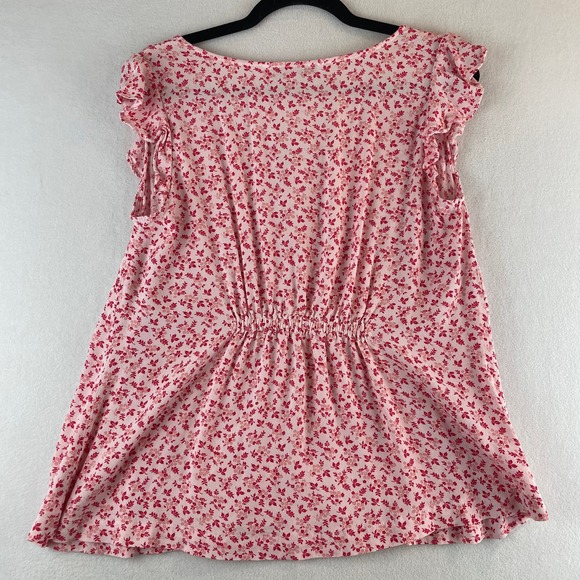 The Nines by HATCH Flutter Short Sleeve Maternity Blouse Pink Floral SZ Lg - Picture 4 of 8